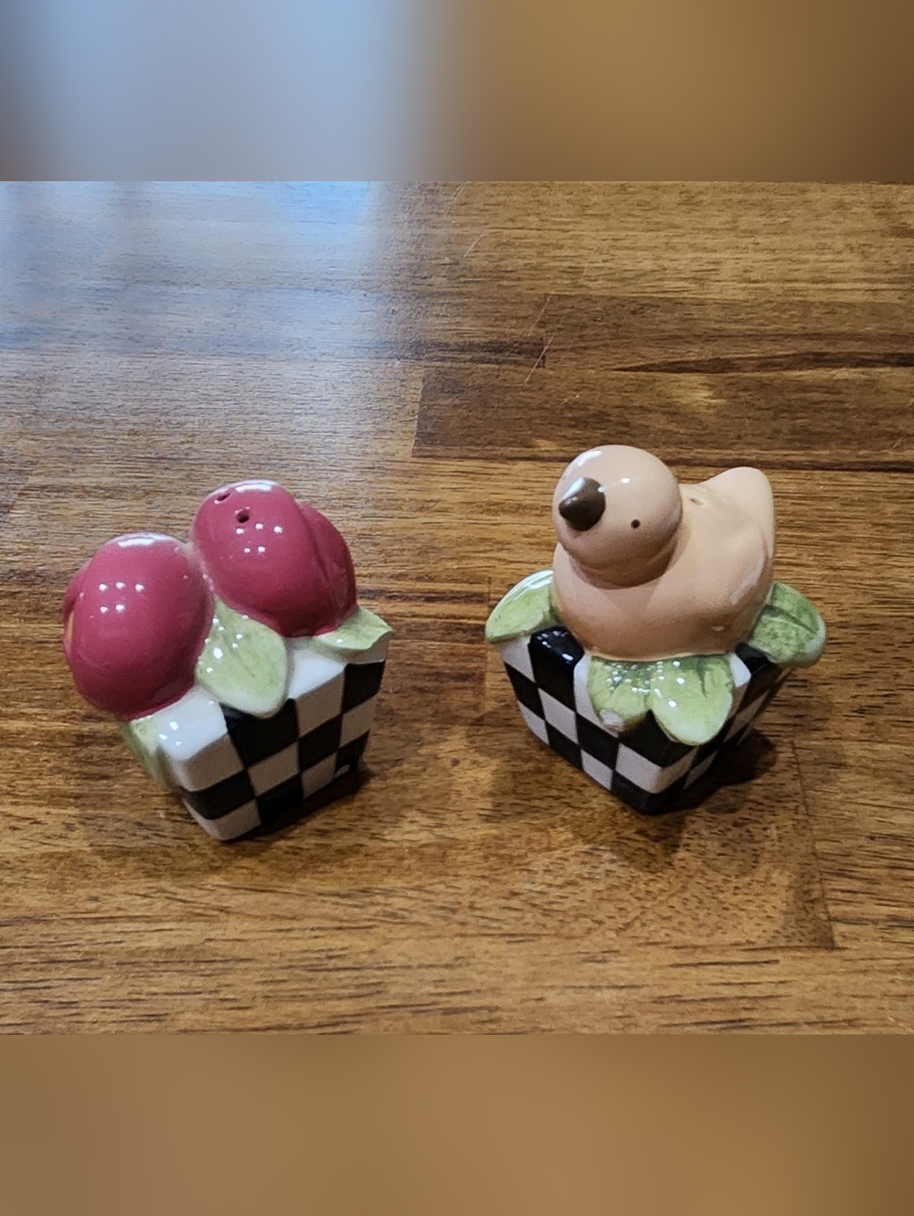 Mary Engelbreit Flowers And Chick Salt and Pepper Shakers